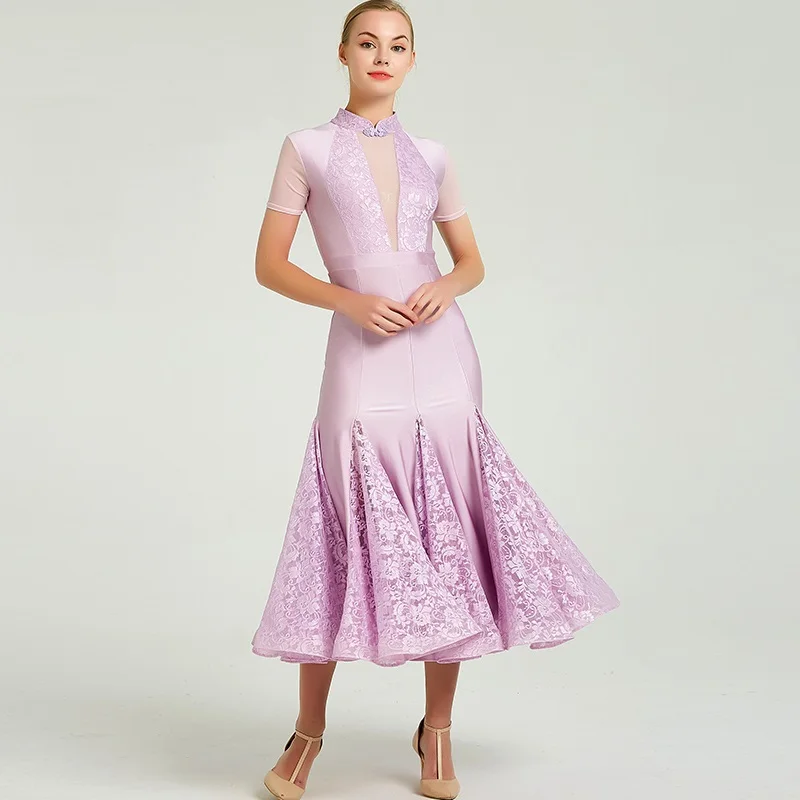 Бальное платье для женщин, стандартные платья для танцев, платье для вальса с бахромой, стандартная одежда, костюмы для танцев, светящиеся костюмы Yellow lace - Цвет: purple