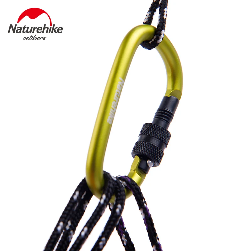 4Pcs NatureHike 6cm D Shape Aluminum Alloy Hiking Climb Carabiner Hook Mountaineering Carabiner