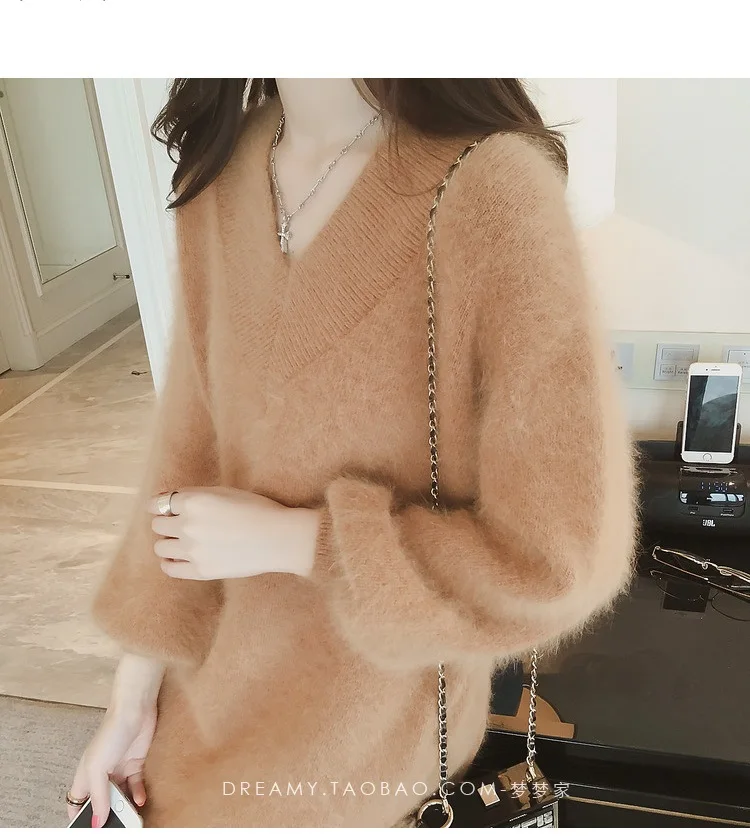 Luxury clothes Sweaters fashion women korean style Dress knitting for womens warm sweaters Shaggy coat Knitted pullover B3963