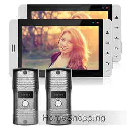 Бесплатная доставка Новый 7 дюймов Цвет Сенсорный экран Видеомонитор Интерком комплект + 2 металлический корпус двери Камера + 2 белый