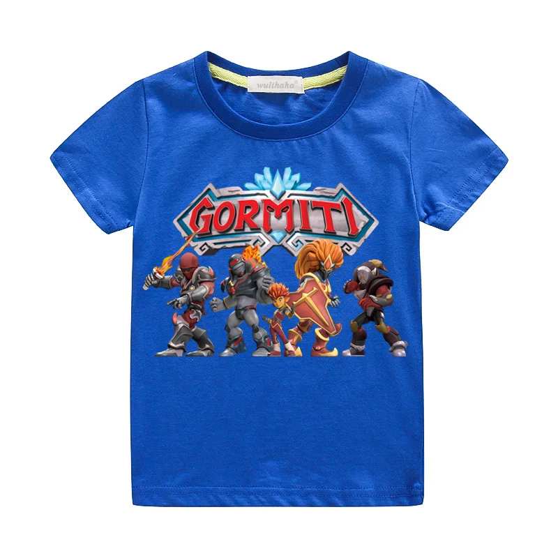 Blue T-shirts Летние футболки Gormiti для мальчиков повседневные белые футболки для девочек, топ, костюм детские футболки с героями мультфильмов детские футболки г. ZA003 - Цвет: Blue T-shirts