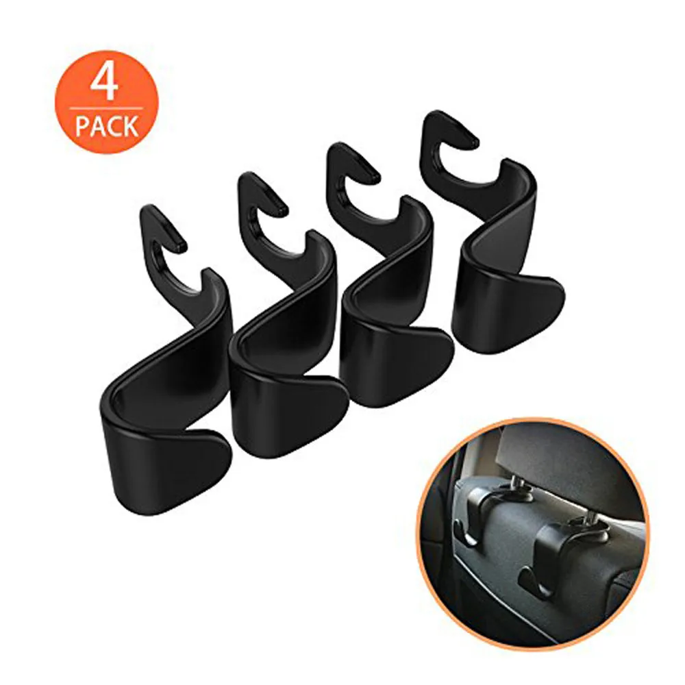 

4Pack Car Vehicle Back Seat Headrest Organizer Hanger Storage Hook For Groceries Bag Handbag Auto Fastener & Clip #MZ