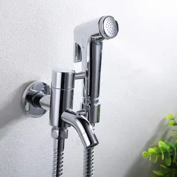 

WC Bidet Faucet Chrome Polish Handheld Portable Water Wash Cleaner Hose Shattaf Sprayer Female Urinal Shower Kit FXQ027