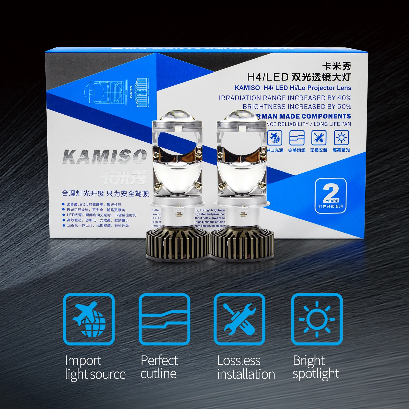 

KAMISO LED H4 Headlight Projector 12V Hi/Low light Headlight Lens For LED H4 Use For Car, Auto, Automobile Headlight Refitting