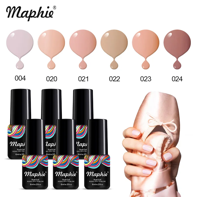 Maphie 6 шт./лот Гель-лак для ногтей серии "горячий шоколад" с УФ-подсветкой, долговечный Гель-лак для ногтей телесного цвета, Гель-лак с блестками - Цвет: 1