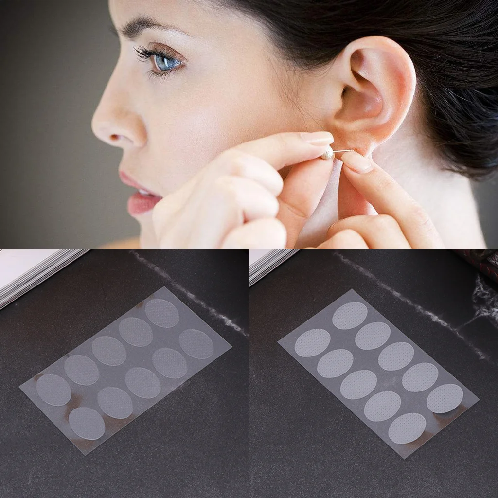 

JAVRICK 10 Pcs Ear Lobe Tape Invisible Lift Support Prevent Stretched or Torn Protective Jewelry Tool
