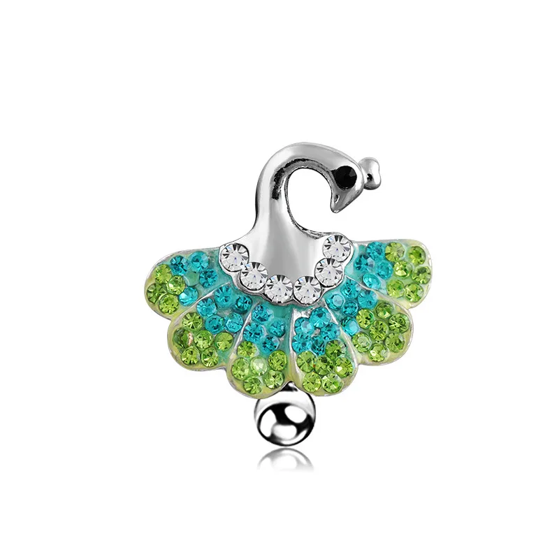 

Beautiful Full Crystal Peacock Navel Belly Button Rings Body Earrings Belly Piercing Nombril Navel Piercing Ombligo