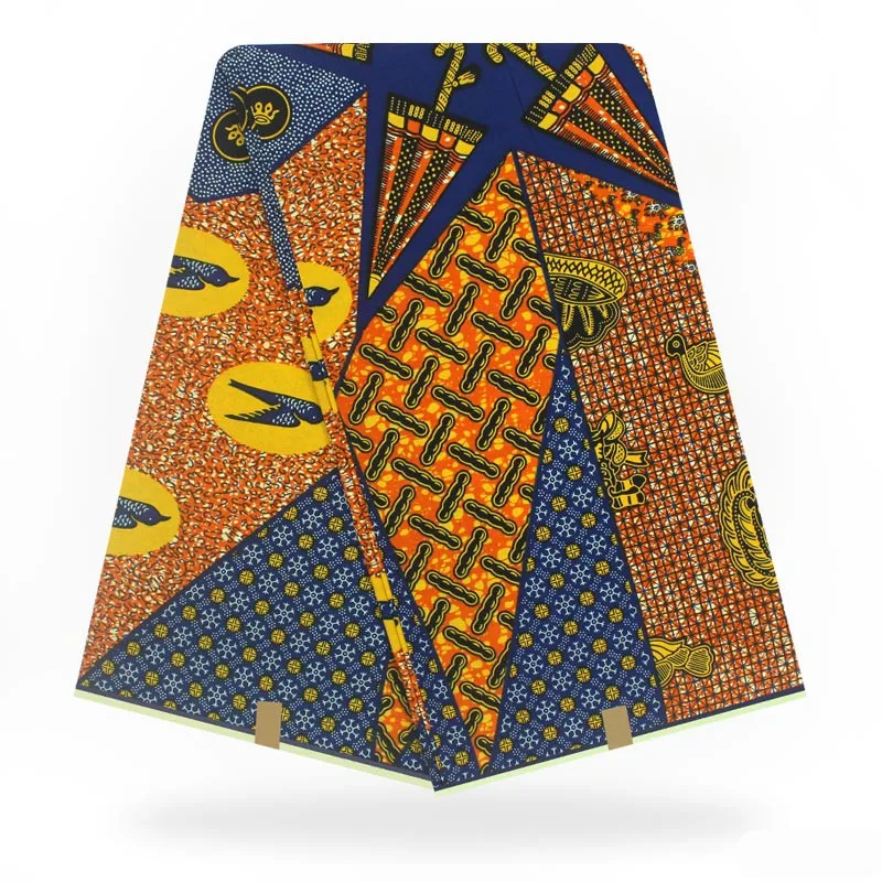 

Fashion African print wax fabric 6 yards/pcs high quality Batik real wax 100% cotton Batik wax for sewing F903-19-9
