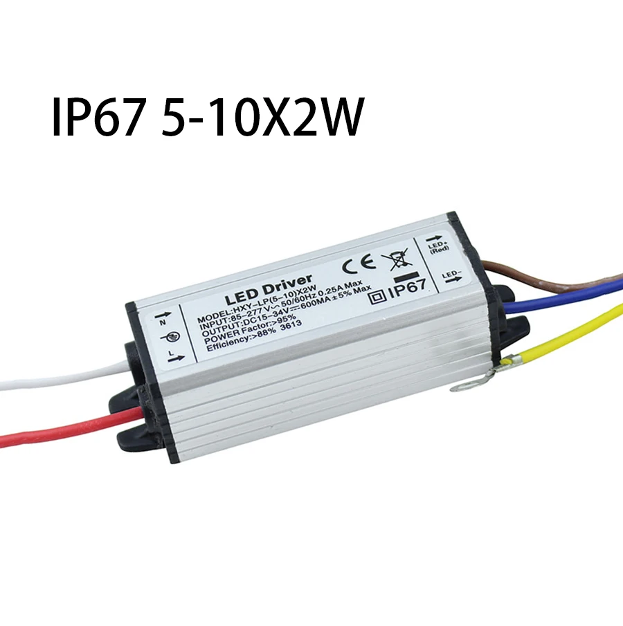 Водонепроницаемый светодиодный драйвер 10 Вт 20 хит продаж 600mA 5 10X2W IP67 Питание AC85 277V