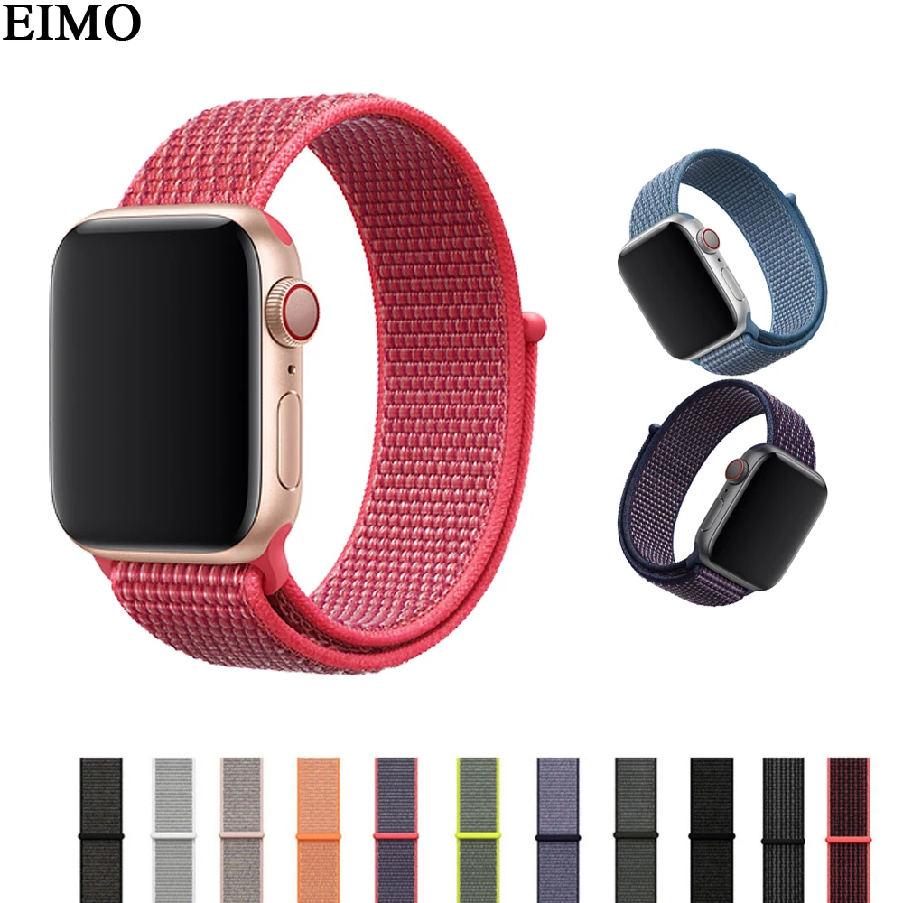 

EIMO Sport loop Strap for apple watch 4 Iwatch band 42mm 44mm 38mm 40mm nylon weave bracele correa wrist Watchband Accessories