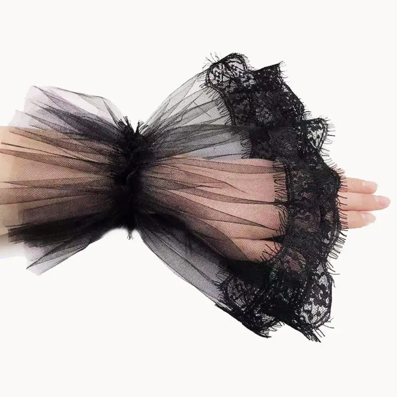 

Length Lace Appliques Black Bridal Wedding Gloves Elegant