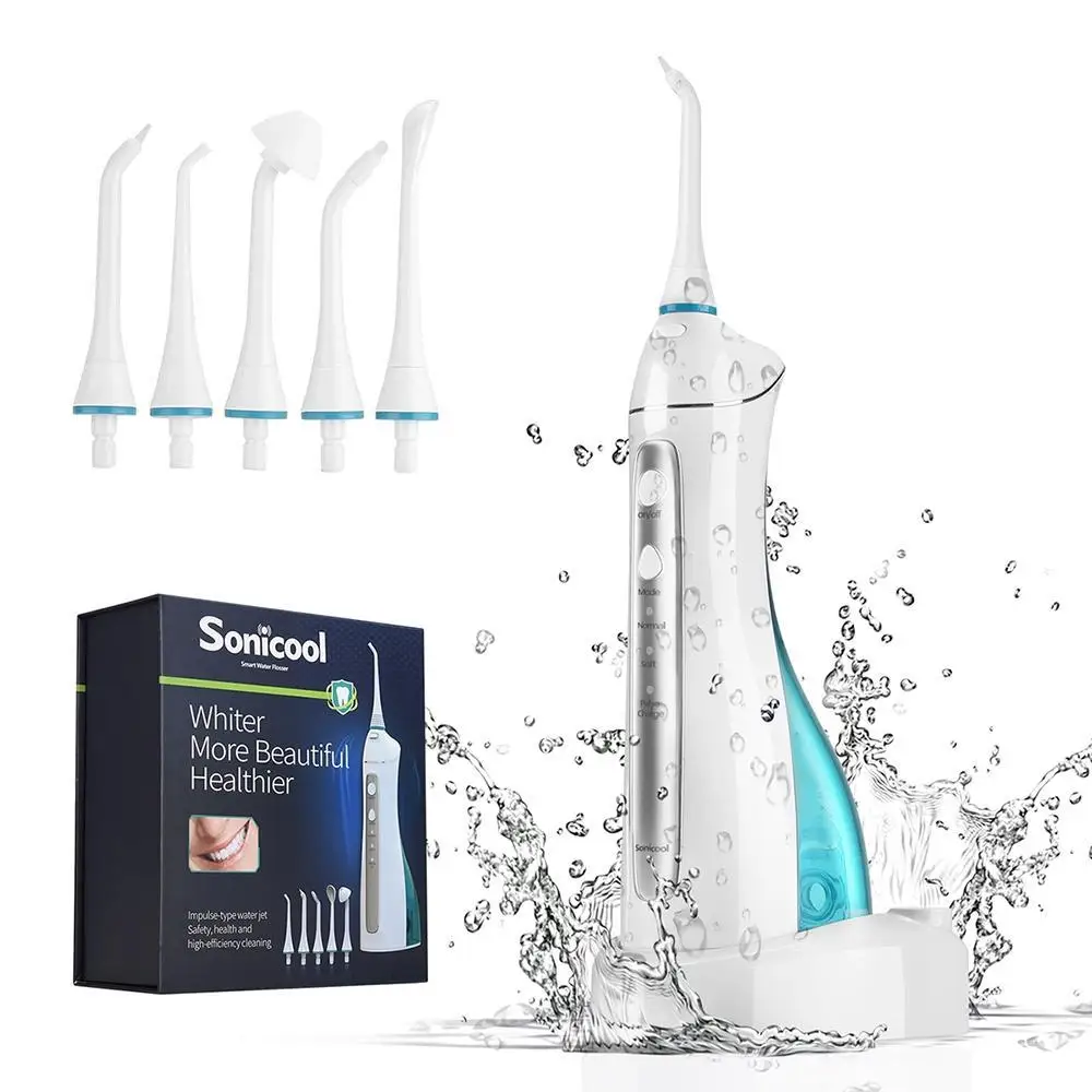 

Oral Irrigator Rechargeable Dental Cordless Water Flosser Teeth Shower 220ml Water Tank IPX7 Waterproof for Adult&Kids