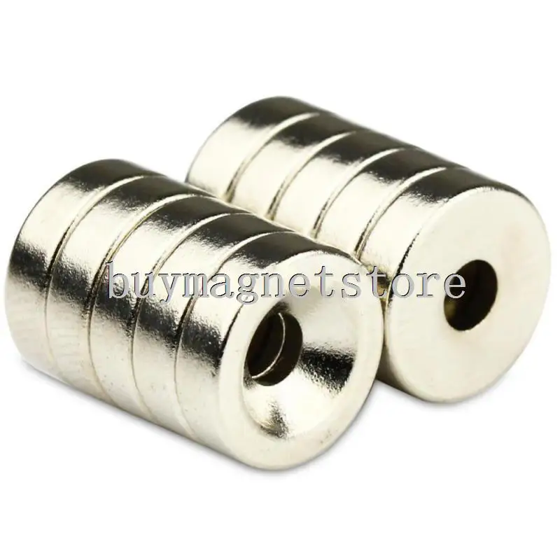 

10pcs Super Strong Round Neodymium Countersunk Ring Magnets 10 mm x 3 mm Hole: 3 mm Rare Earth N35 neodimio imanes
