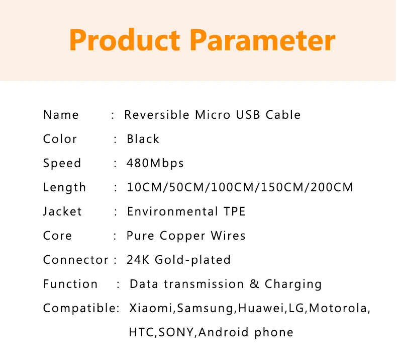 Micro USB Charger Cable