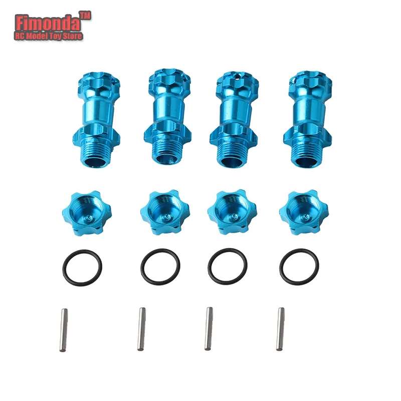 

Fimonda 17mm Wheel Hub Coupler Extension Adapter M17 Long Combiner Coupler Hex Anti-Dust Cap for HSP Traxxas 1/8 RC Car Red Blue