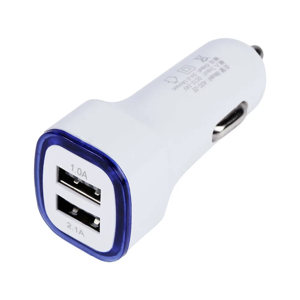 KOOYUTA العالمي مصباح ليد مزدوجة 2 ميناء 2.1A + 1A USB شاحن سيارة أربعة ألوان ل سامسونج أبل iphone هاتف محمول