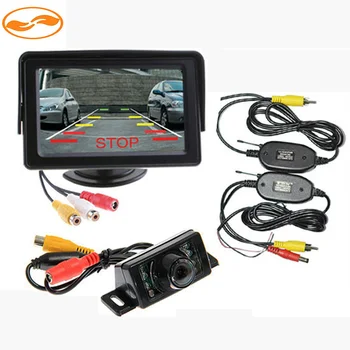 

2.4GHz Wireless Transmitter and Receiver Kit + Car Backup Reverse IR LED Camera + 4.3 Inch LCD Car Rearview Monitor