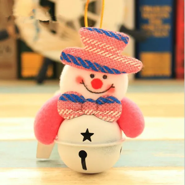 Jingle колокольчики Рождественская елка украшения Санта-Клаус натальный Колокольчик Рождественские украшения для дома Рождественский кулон Navidad год - Цвет: pink snowman
