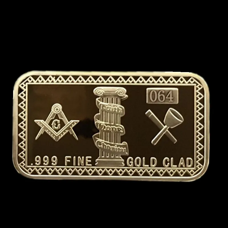 5 шт. коллекционные масонов бар масонские 1 OZ 24K покрыто настоящим с позолотой знак