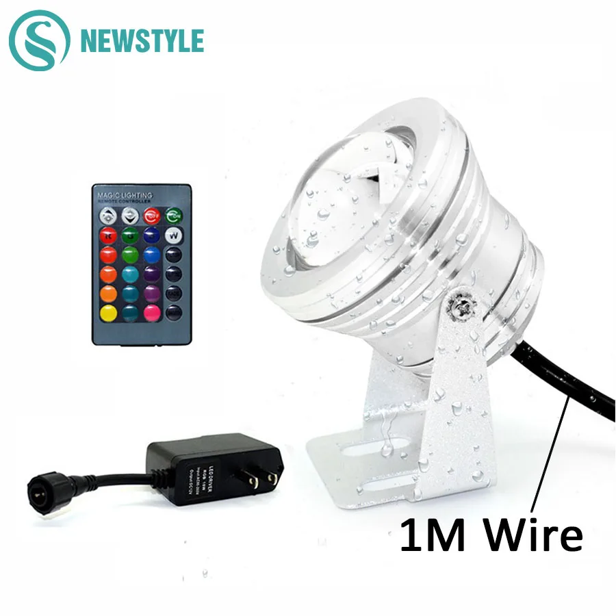 

DC12V 10W LED Underwater Light Aluminum Swimming Pool Light Waterproof Aquarium LED for Fish Tank Fountain Pond with EU/US Plug