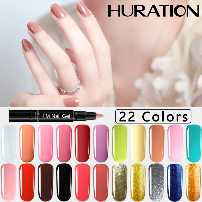 Huration 3 In 1 Pen Gel Nail Polish New Glitter One Step Varnish Art Soak Off Paint No Need Top Base UV Lacquer | Красота и здоровье