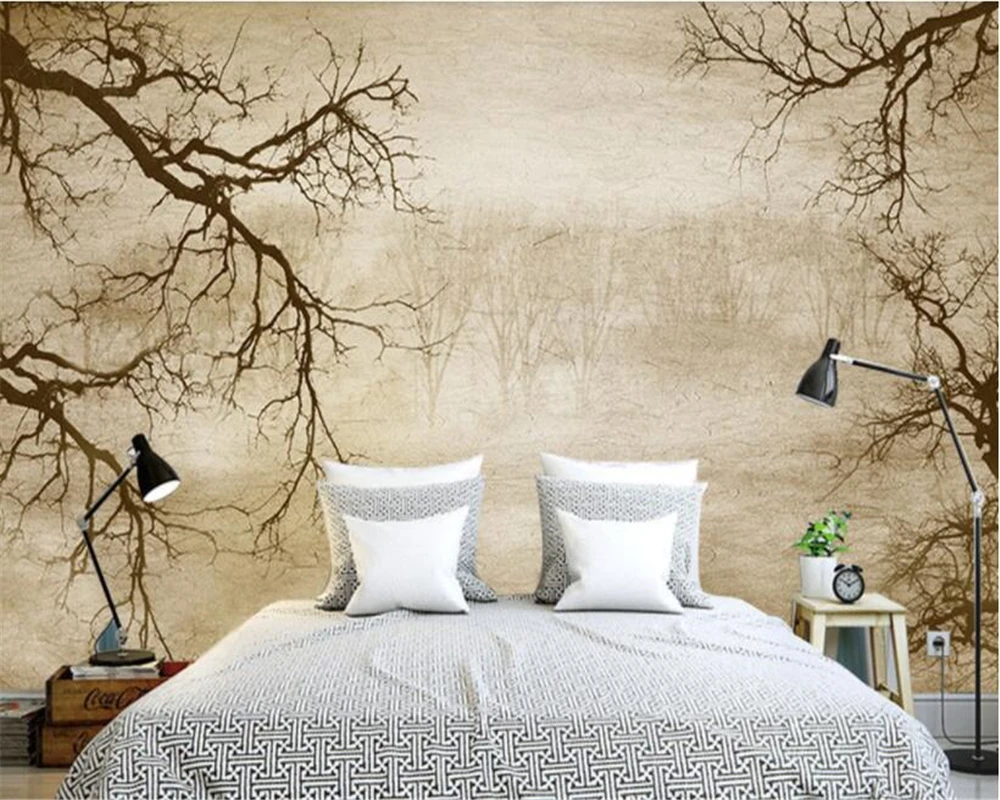 Beibehang Papel De Parede Retro Schizzo Minimalista Astratta Albero Di Sfondo Carta Da Parati Papier Peint Hudas Bellezza Tapety