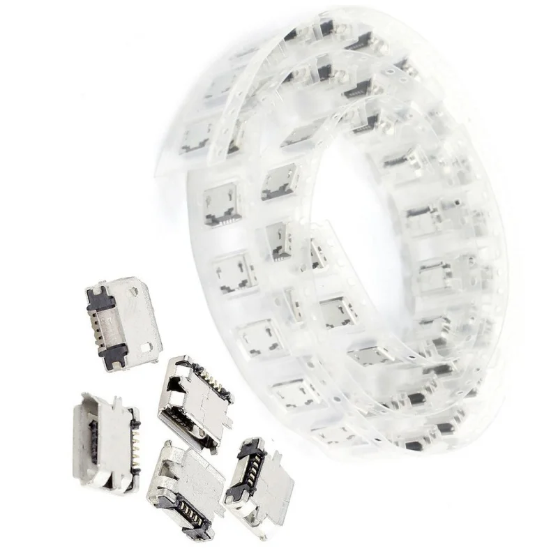 ABKT-50 шт. PCB SMT Micro usb Тип B 5Pin гнездо адаптера