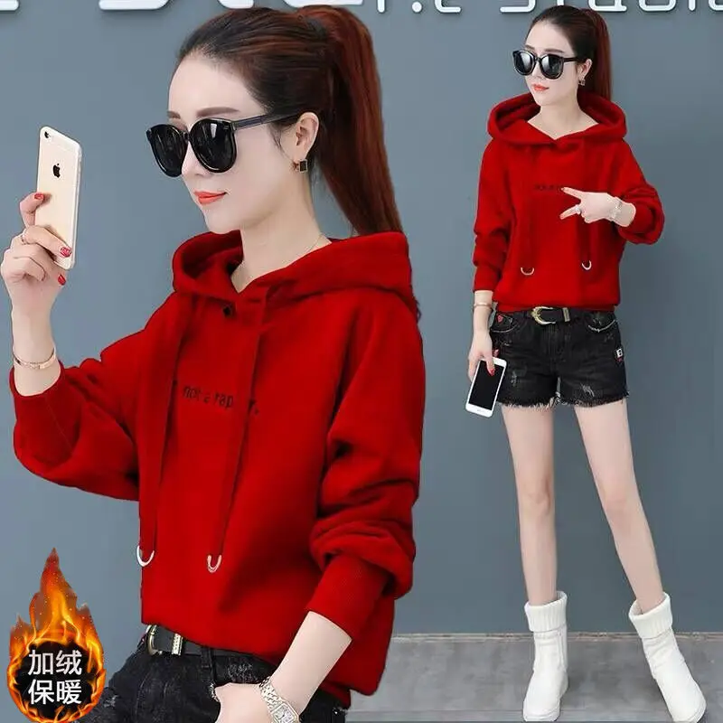 

Spring Autumn Women Hoodies New Loose Short Gold Velvet fabric Female Leisure Pullover Jacket Warm Large Size Outerwear