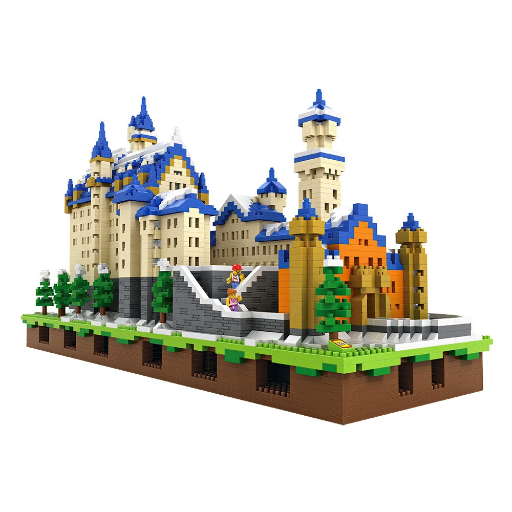 6800 шт. LOZ алмазные блоки Neuschwanstein DIY строительные игрушки Лебедь Каменный Замок мир