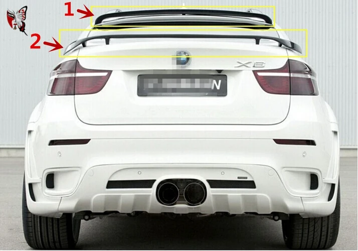 

2PCS Unpainted Above+Below REAR TRUNK LID AERO WING SPOILER FOR BMW X6 E71 2008 2009 2010 2011 2012 2013 2014 BY EMS
