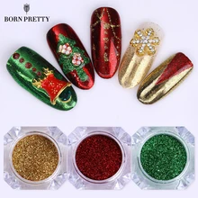 3 коробки Рождественская серия ногтей Блеск порошок Набор Зеркало Красочные Пыль порошок хромового пигмента маникюр Дизайн ногтей украшения