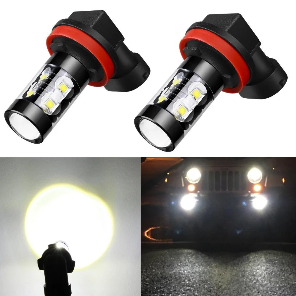 Muxall 2PCS 12V Car Fog Light Bulb H11 LED H8 H10 H16 9005 9006 Hb3 Hb4 IP67 6000K 50W Lamp Running Lights | Автомобили и
