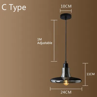 Artpad, современный подвесной светильник из янтарного стекла, AC110V-220V, кофе, бар, ресторан, отель, гостиная, столовая, светодиодный подвесной светильник, E27 в комплекте - Цвет корпуса: C Type