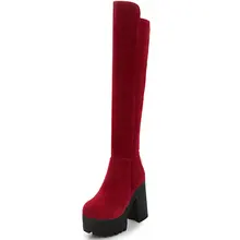 NEW Over the knee Nubuck Nubuck Leather shoes woman boots woman dress shoesmed heels knee high boots Round Toe comfortable ZT569