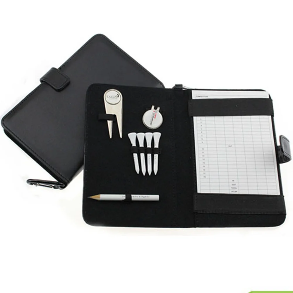 

CRESTGOLF Golf Score Card Holder PU Cover with Pencil /Divot Tool/ Golf Tees/ Hat Clip