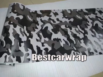 

BLACK WHITE GREY Camo Vinyl Snow Car Wrap Sticker Pixel Camouflage Car Sticker with air free 1.52x10/20m m/Roll
