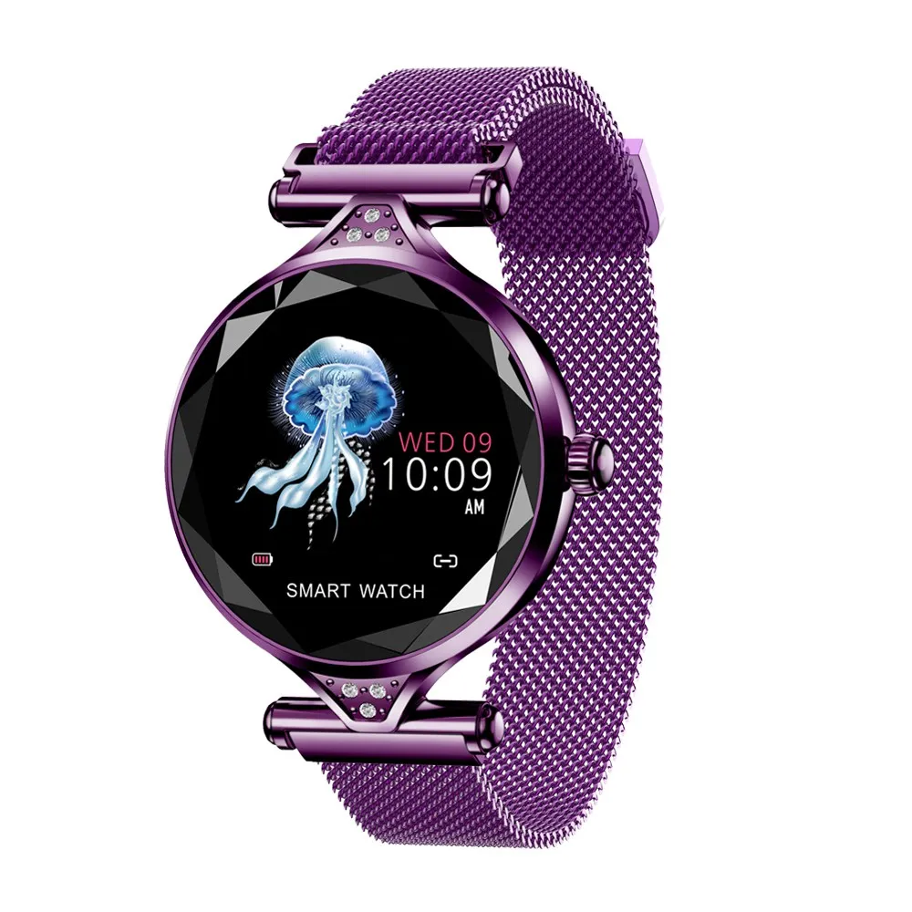 Женские модные Смарт-часы H1 фитнес-трекер для измерения сердечного ритма цветной экран кровяное давление Smartwatch для iphone huawei xiaomi - Цвет: Фиолетовый