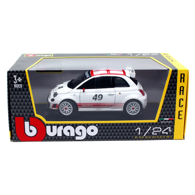 Bburago 1:24 Fiat ABARTH 500 Assetto Corse 49# Белый спортивный автомобиль литая модель автомобиля игрушка Новинка в коробке 28101