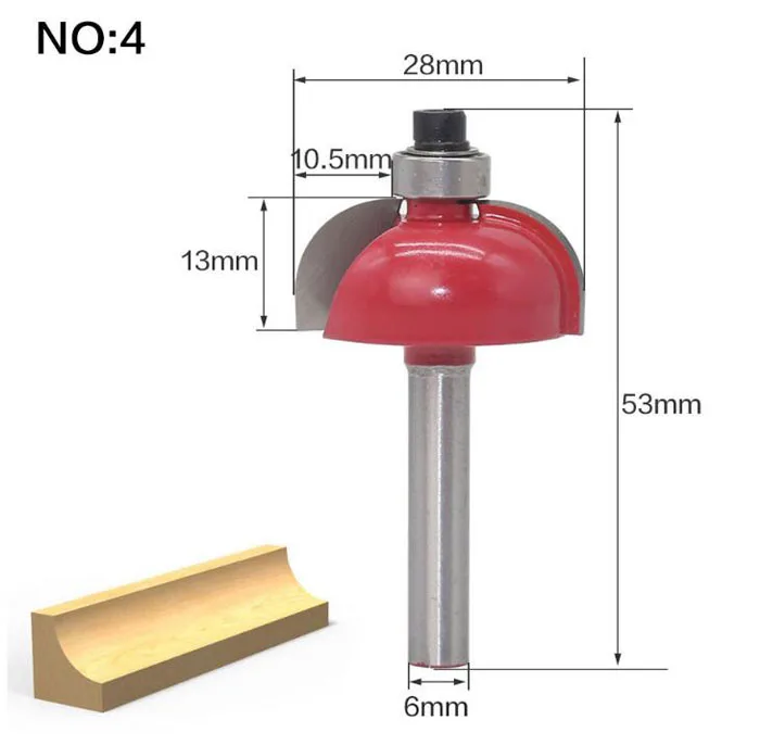 Фреза 1 шт. 6 мм хвостовик древесины фрезы прямой концевой фрезы триммер очистка заподлицо отделка угловая круглая бухта коробка биты инструменты - Длина режущей кромки: NO 4