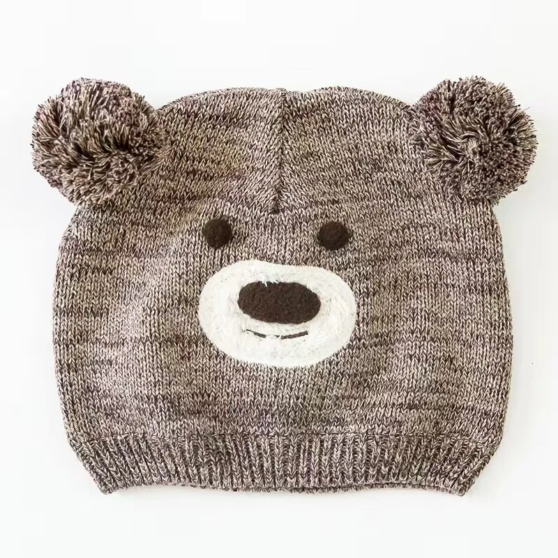 Chapeau De Bebe En Coton Ours Brun Mignon Chapeau De Bebe Brode Au Crochet Bonnets Pour Bebes Casquette D Automne Et D Hiver Pour Enfants Casquette Coupe Vent Faite A La Main