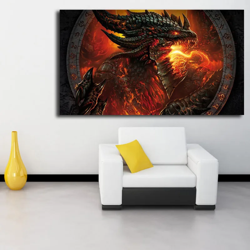 

Dragon Fire Face World Of Warcrafts Wall Art Canvas Posters Prints Oil Painting Wall Pictures For Bedroom Home Decor
