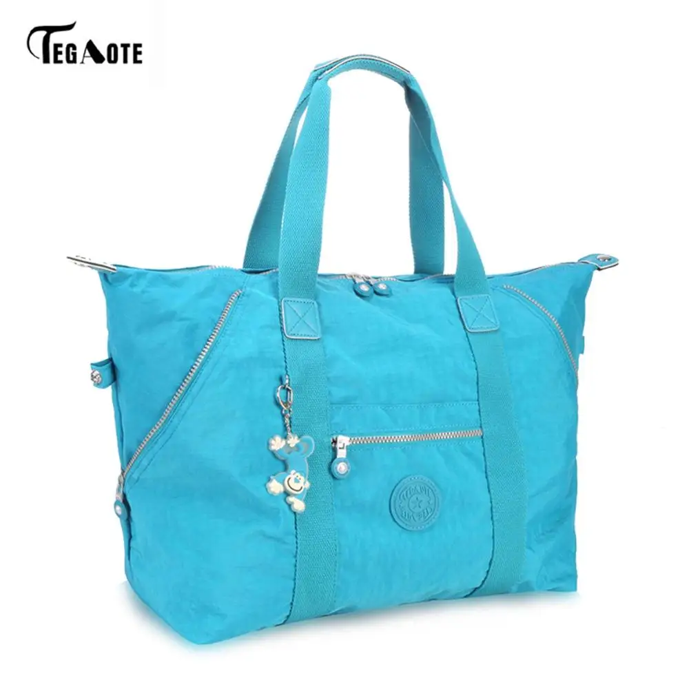 TEGAOTE, женская сумка с ручками, известный бренд, большая нейлоновая пляжная сумка на плечо, Повседневная Сумка-тоут, Женская сумочка, женская сумка, Bolsa Feminia - Цвет: Небесно-голубой