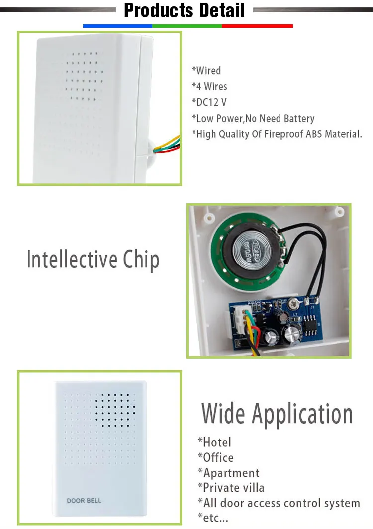 DC 12V Wired Doorbell Vocal Ding Dong For Access Control System-2