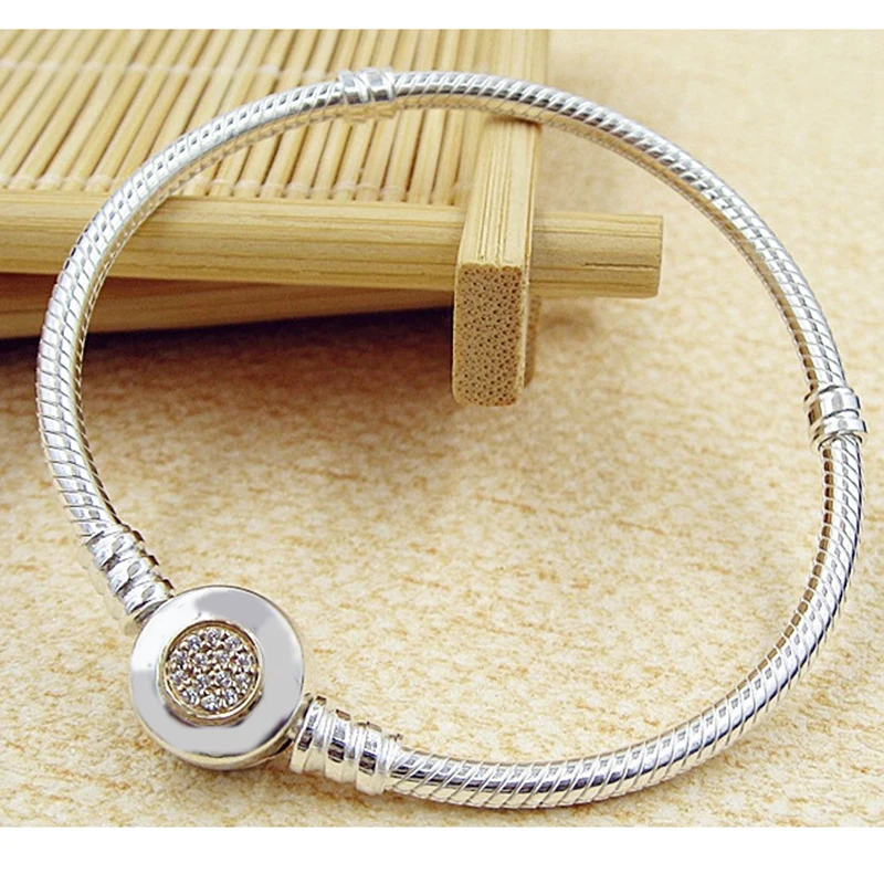 Authentic 100 925 Sterling Silver Snake Chain Bangle& Bracelets Luxury