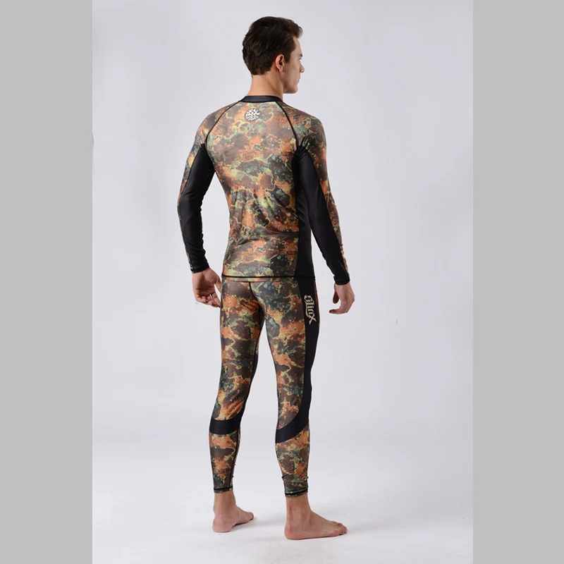 SLINX-Men's Lycra Suit, Rash Guard Swim Shirt, Diving Camo Rashguard, Surf Shirts, UV Protection, Snorkeling