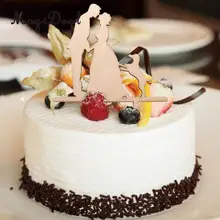 Набор из 4 жениха и невесты силуэт с собакой топперы на свадебный торт Декор