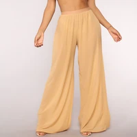 Les femmes voient à travers Boho Wide Leg High Waist Trousers Beach Long Loose Mesh Sheer Pants Hot 3