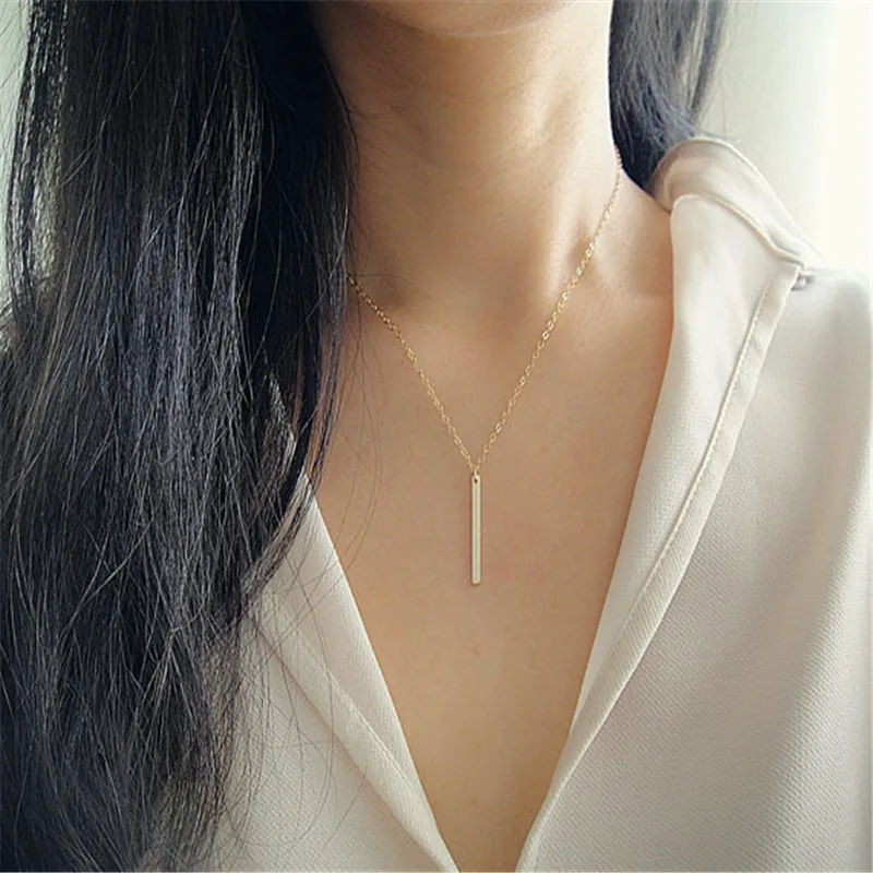 Fashion Vertical Bar Pendant Necklace 