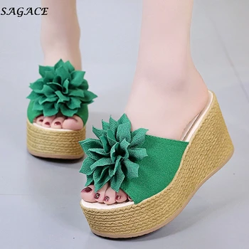 

SAGACE Summer Women's Slippers Fashion wedges Slippers Beach Outdoor Flip Flops Female Round Toe Slides shoes woman sandals #4zi