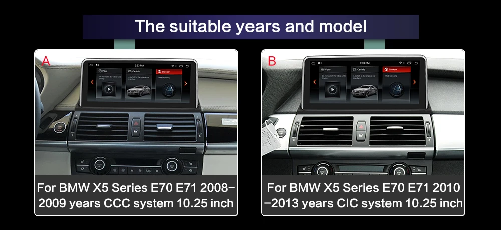 Excellent android 8.1 dvd player For BMW X5 Series E70 E71 2008-2013 years CCC CIC system auto radio gps navigation multimedia 7